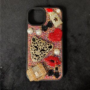 iPhone 15 bling case. Super cute cheetah theme.